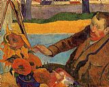 Portrait of Vincent van Gogh Painting Sunflowers by Paul Gauguin